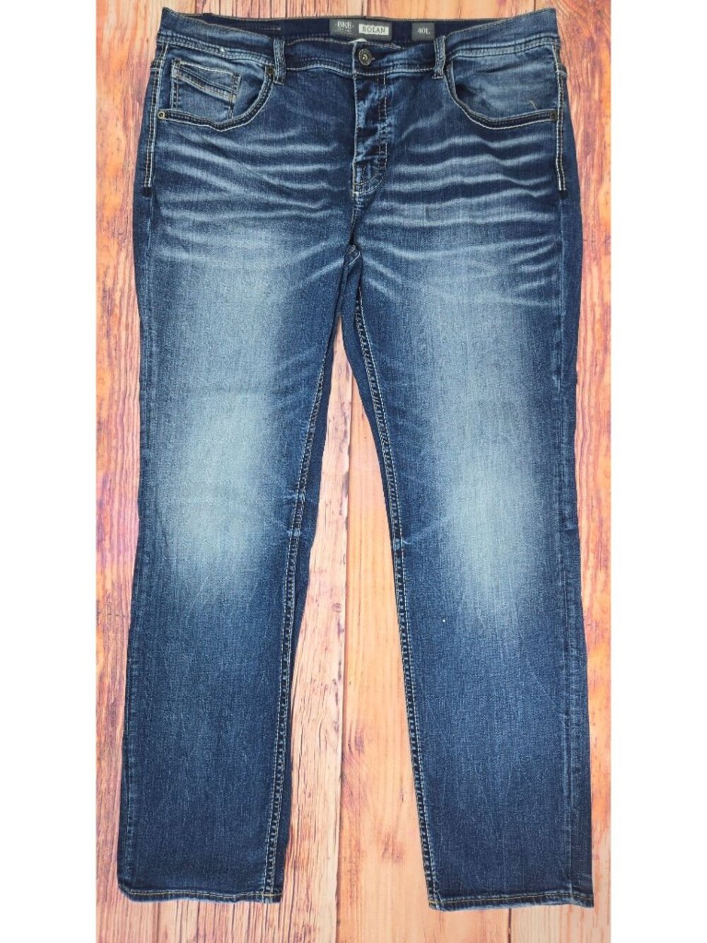 BKE Mens Nolan Straight Leg Denim Jeans 40x33